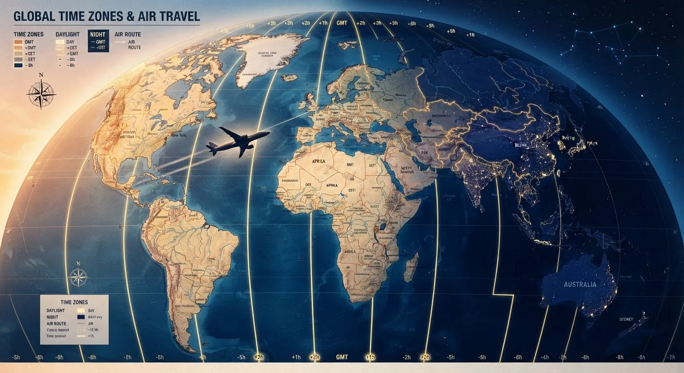 Time Zones, Jet Lag, and Your Body Clock: A Practical Reference for Long-Distance Travelers